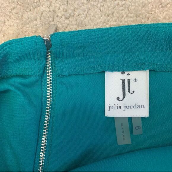 JULIA Jordan teal aquamarine short sleeve fit and flare skater dress Sz 6 - Picture 5 of 10